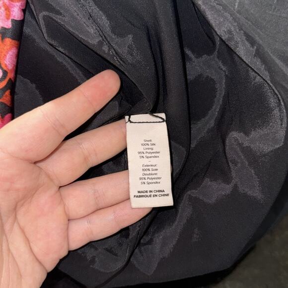 Cinq á Sept 6 Small Pink Black Silk Adjustable Strap Mini Dress Floral Print - Picture 11 of 12